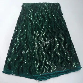 

FolaSade Unique New Nigerian French Velvet Lace Fabric 2019 African Sequins Embroidered Tulle Lace Fabric For Party Dress Wo165