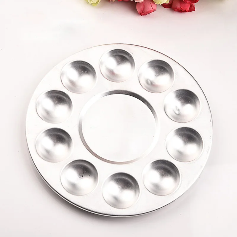 

Rectangle Round 10 Hole Makeup Acessories Color Palette Painting Pallet Aluminium Tray Gouache Watercolor Art Palette Supplies