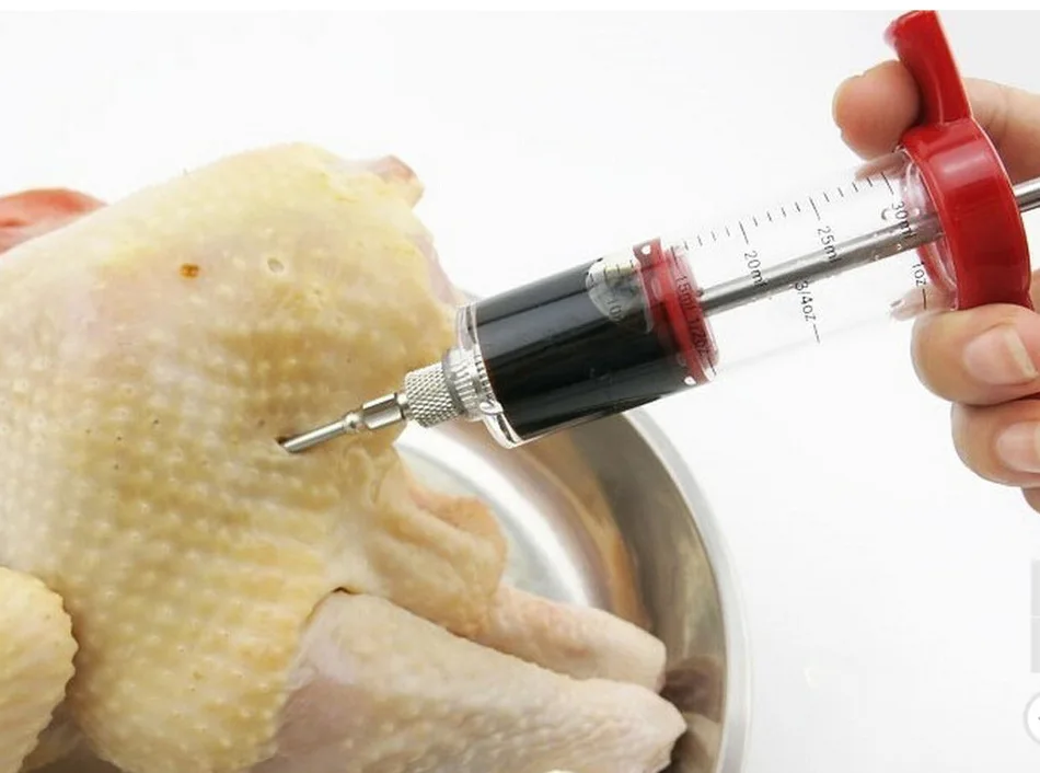 

Top Selling BBQ Meat Syringe Marinade Injector Turkey Chicken Flavor Syringe Kitchen Cooking Syinge Accessories