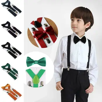 

Baby Toddlers Children Solid Suspender and Bow Tie Set Braces for Kids Boys Girls