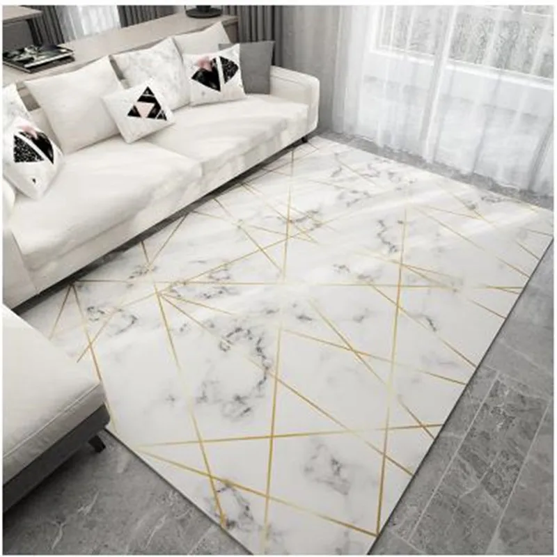 

Nordic Style Geometric Marble Carpet Living Room Rug Sofa Coffee Table Mat Bedroom Yoga Pad Rectangular Bedside Blanket