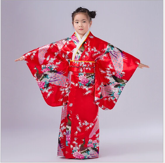  Child Novelty Cosplay Floaral Dress Japanese Baby Girl Kimono Dress Children Vintage Yukata Kid Gir