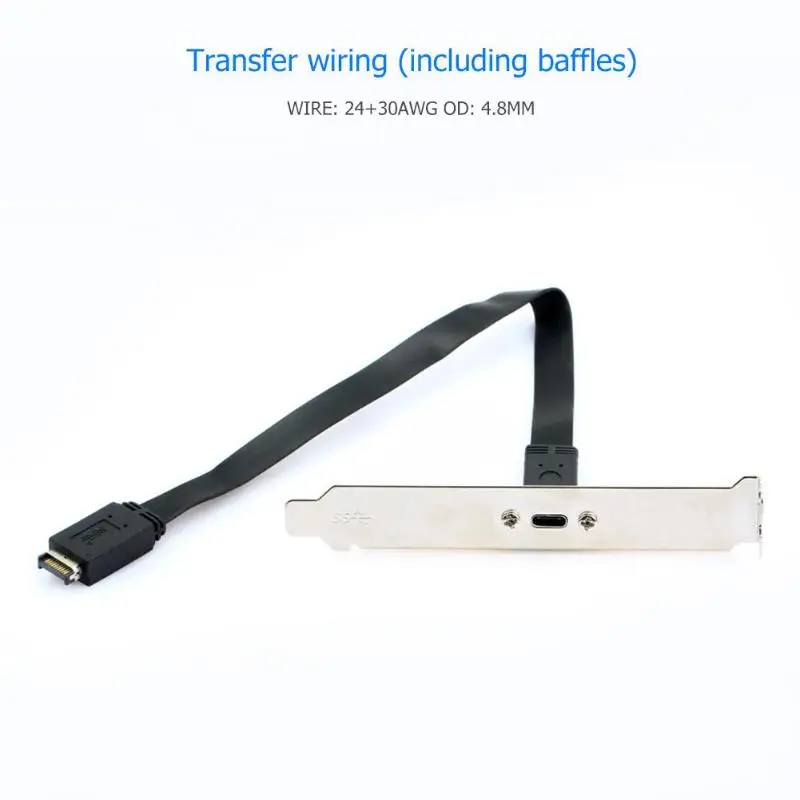 

30cm USB 3.1 Front Panel Header Type E Male To USB-C Type C Female Motherboard Expansion Cable Connector wire cord with Baffles