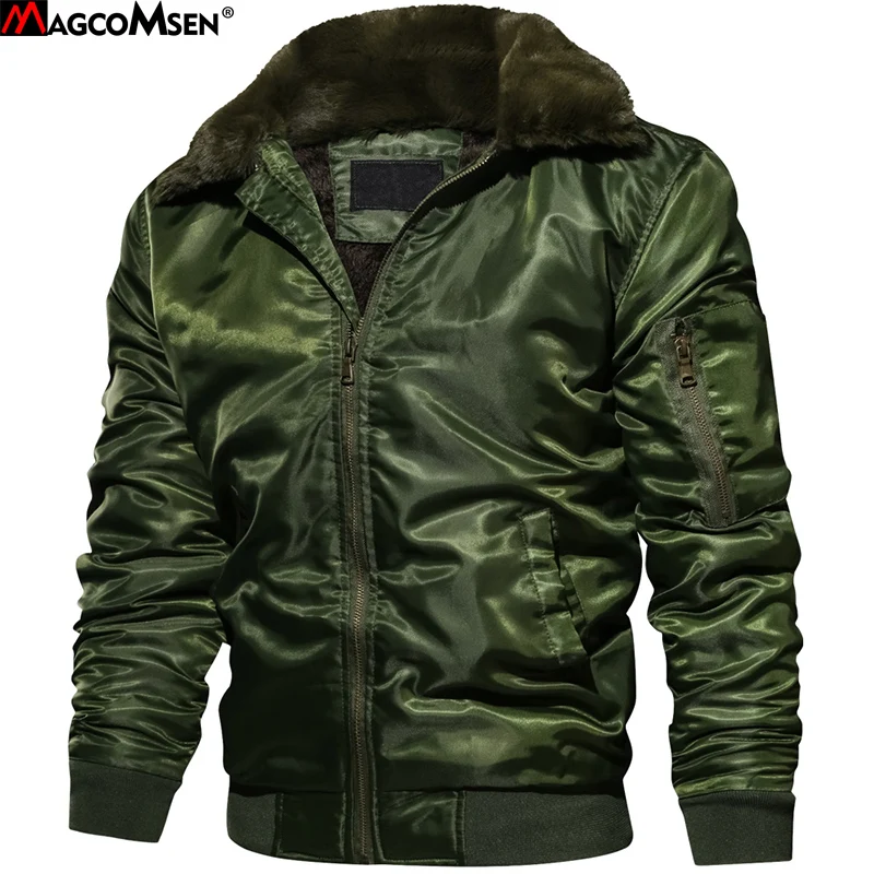 MAGCOMSEN Winter Coats Men Thermal Thicken Woolen Windproof Tactical ...