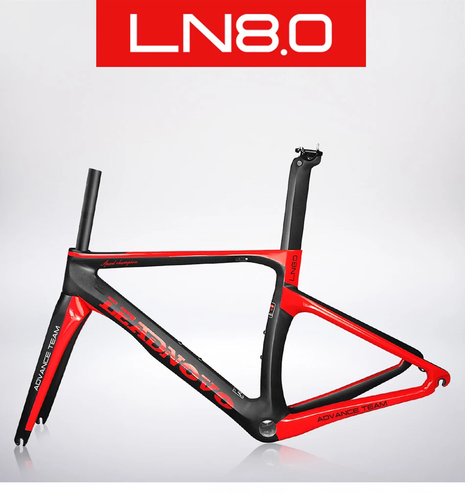 Discount LEADNOVO 2018 MTB 700C high quality ultra carbon carbon fiber bicycle frame carbon frame cycling race AERO ROAD bike frame 13