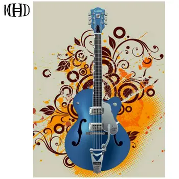 

3D Rock Diamond Embroidery Guitar Full & Round Rhinestone DIY Diamond Painting Instrument Crystal Diamond Cross Stitch Mosaic