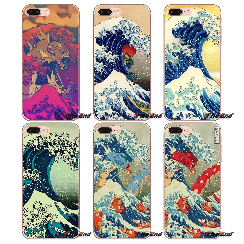

For iPhone X 4 4S 5 5S 5C SE 6 6S 7 8 Plus Samsung Galaxy J1 J3 J5 J7 A3 A5 2016 2017 The Great Wave Off Kanto pokemon Soft Case