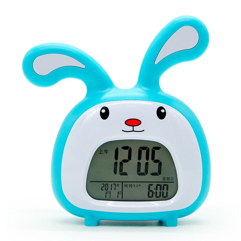 Светодиодный умный мультяшный Будильник для детей, цифровые настольные часы в форме милого кролика, многофункциональные детские часы для украшения дома