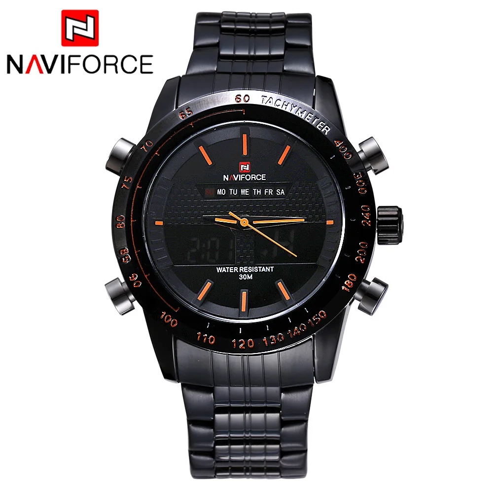 

New NAVIFORCE Men's Watch All-steel Men's Quartz Clock Analog LED Digital Watch Sport Military Watch Relogio Masculino