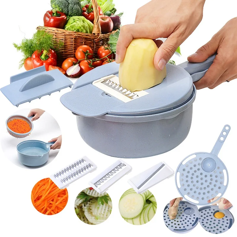 

1Pcs Multifunctional Food Chopper Slicer Dicer 9 In 1 Vegetable Chopper Cutter Potato Peeler Carrot Onion Grater With Strainer