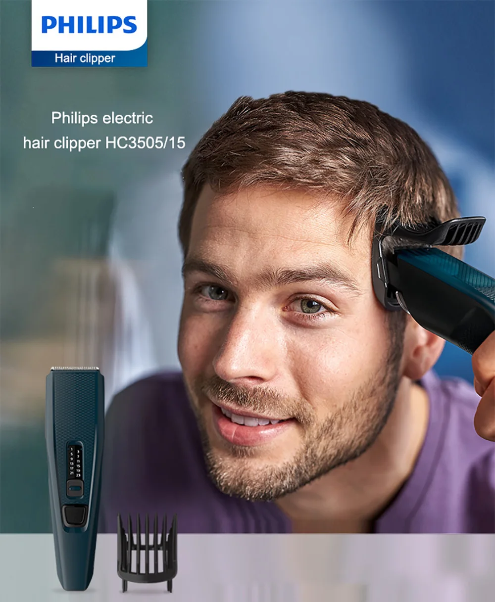 Philips Hairclipper series 3000 машинка для стрижки волос с лезвиями из нержавеющей стали, 13 настроек длины, проводное использование HC3505/15