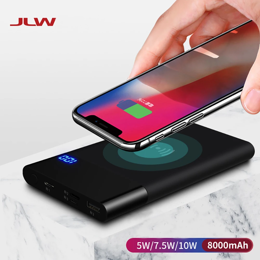 

JLW-W80 Universal Q1 Wireless Charger for iPhone X 8 8Plus Samsung S9 S8 S7 Mobile Phone Power Bank Battery Wireless Charger