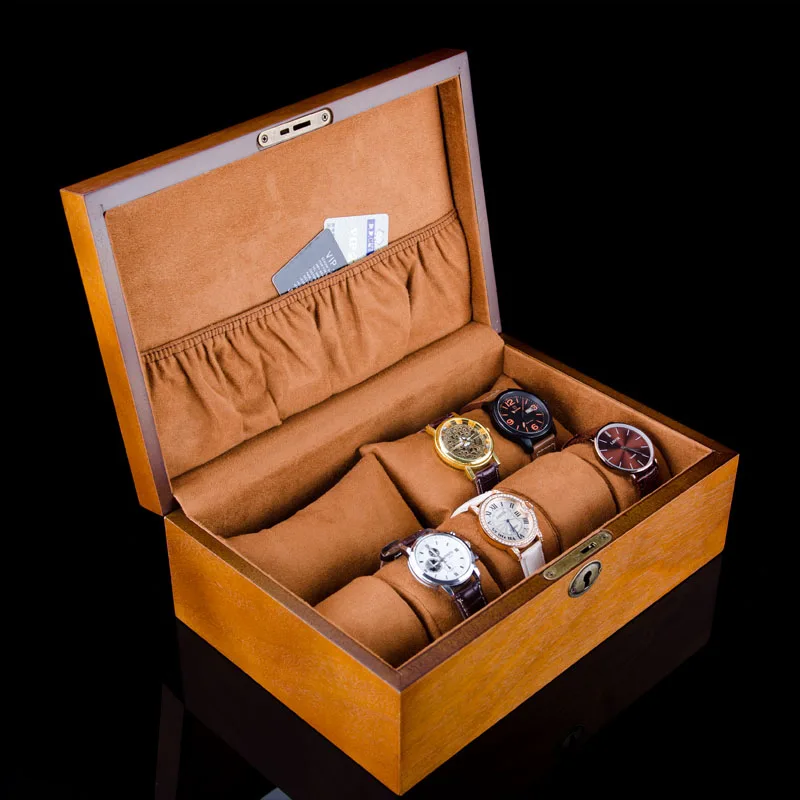 

Fashion Luxury Wood Watch Box Top Yellow Durable Watch Storage Case Original Brand Watch Display Boxes Jewelry Gift Box W058