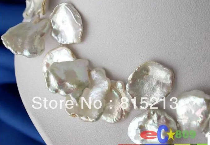 

ddh00392 HUGE 17" 20MM FOLIAGE WHITE KESHI REBORN PEARL NECKLACE