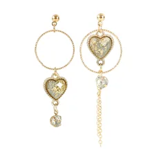 heart love asymmetric crystal dangle earrings for girls long temperament personality wild earrings drop shipping artificial crystal floral hollowed heart drop earrings