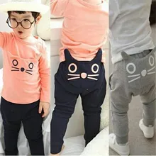 Детская одежда на рост 80, 90/100/110 см; сезон весна-осень; хлопок с принтом Совы и штаны Штанишки для малышей Детская одежда для маленьких мальчиков штаны-шаровары для мальчиков и девочек