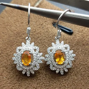 

FLZB,Luxury beautiful earrings natural fancy sapphire gemstone in925 sterling silver trendy design earrings for women and girl