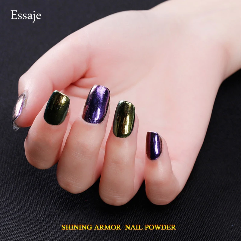 EASSAJE Nail Art Mirror Powder Dust 6 Colors Soak Off