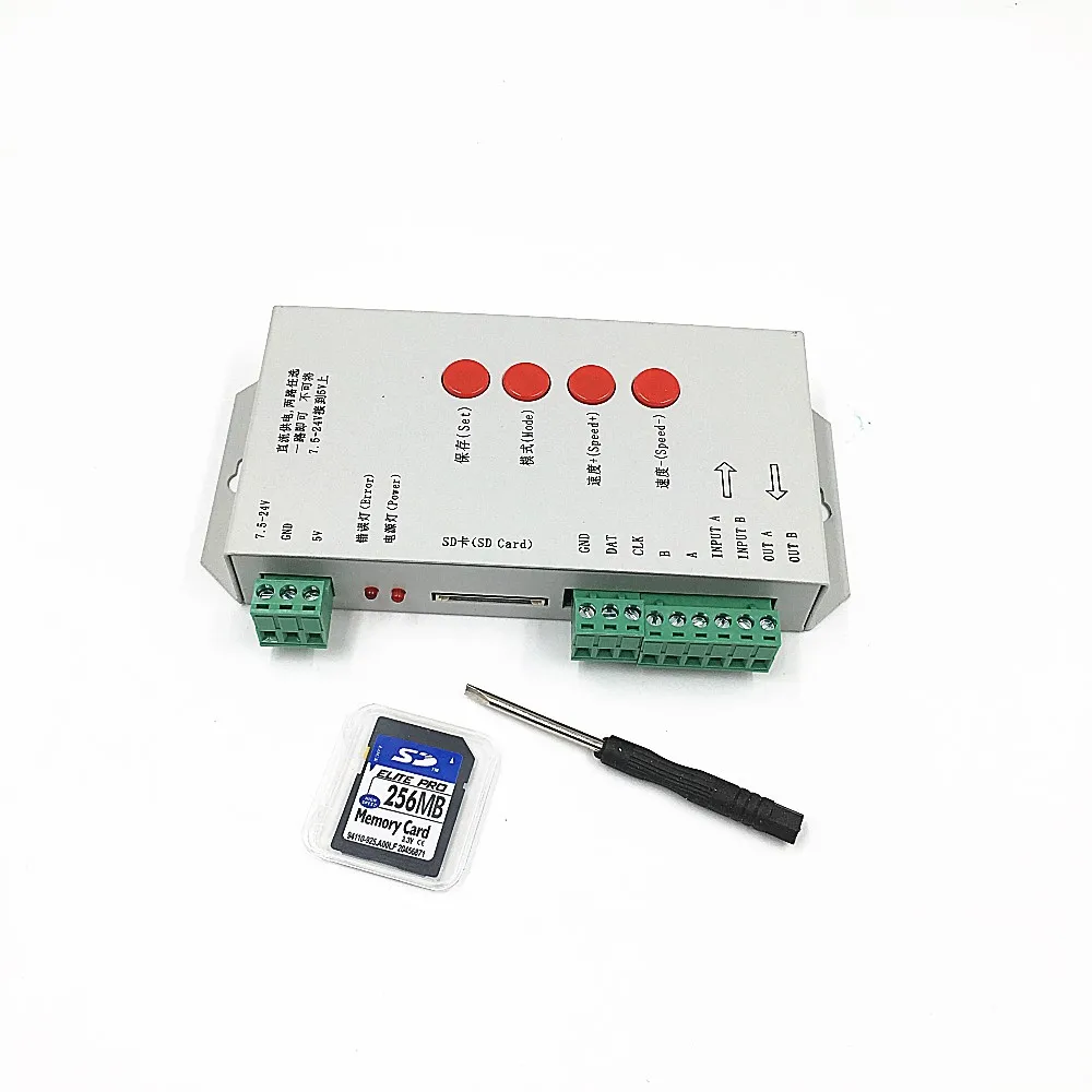T-1000S светодиодный RGB Пиксели контроллер SD карты WS2801 WS2811 WS2803 WS2812 LPD6803 P9813 светодиодный 2048 Пиксели модуль DC5V 12V 24V