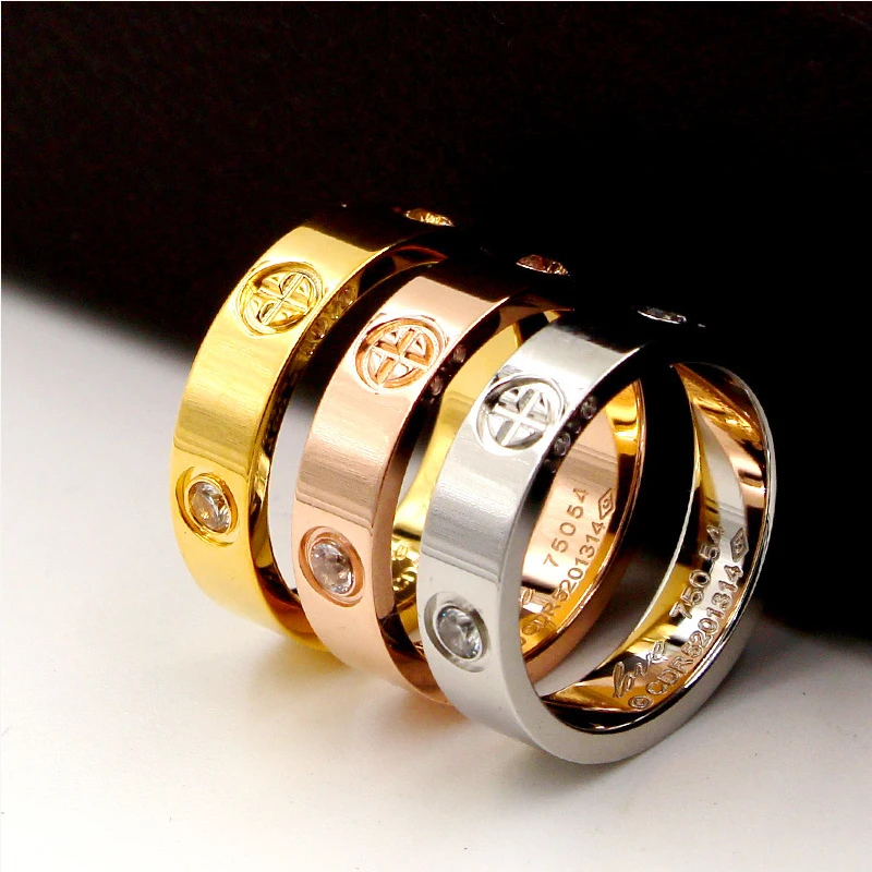 Titanium Steel Fashion Classic Luxury Brand Bague Cross Patter Wedding Love Ring For Women/Men Gold Color cart Lovers Jewelry