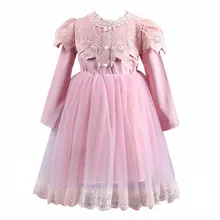 Осенняя одежда для девочек Детские платья кружевное платье для девочек вечерние платья с длинными рукавами для маленьких девочек детское платье принцессы для девочек От 2 до 8 лет