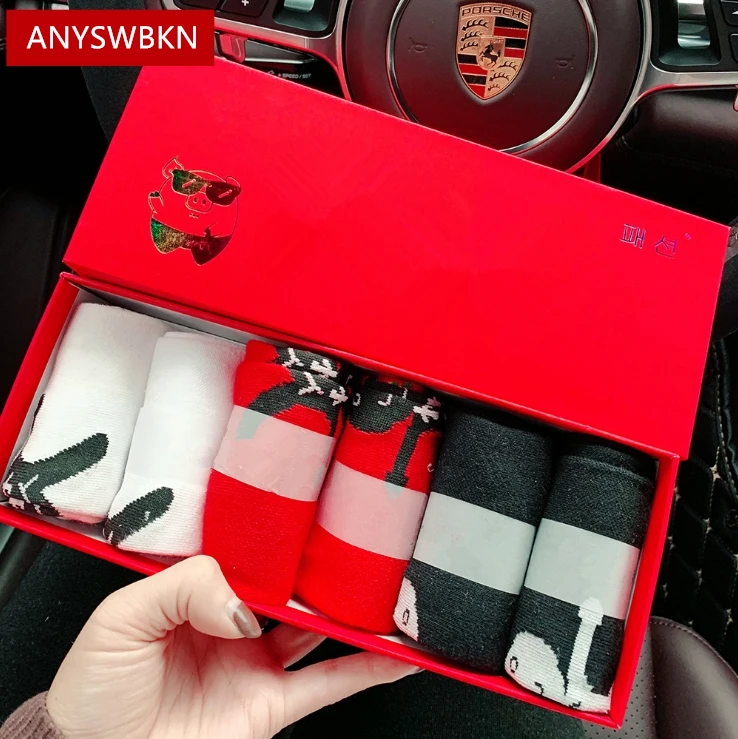Good luck socks cotton deodorant antibacterial sweat absorbent men's and women's 6 pairs of gift box | Мужская одежда