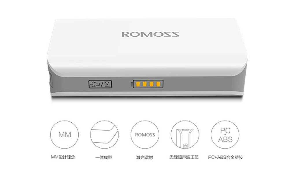 ROMOSS Sense 2S Powerbank 5000mAh 5V/2.1A External Battery for iphone 6s xiaomi power bank Battery Pack with LED Flashlight