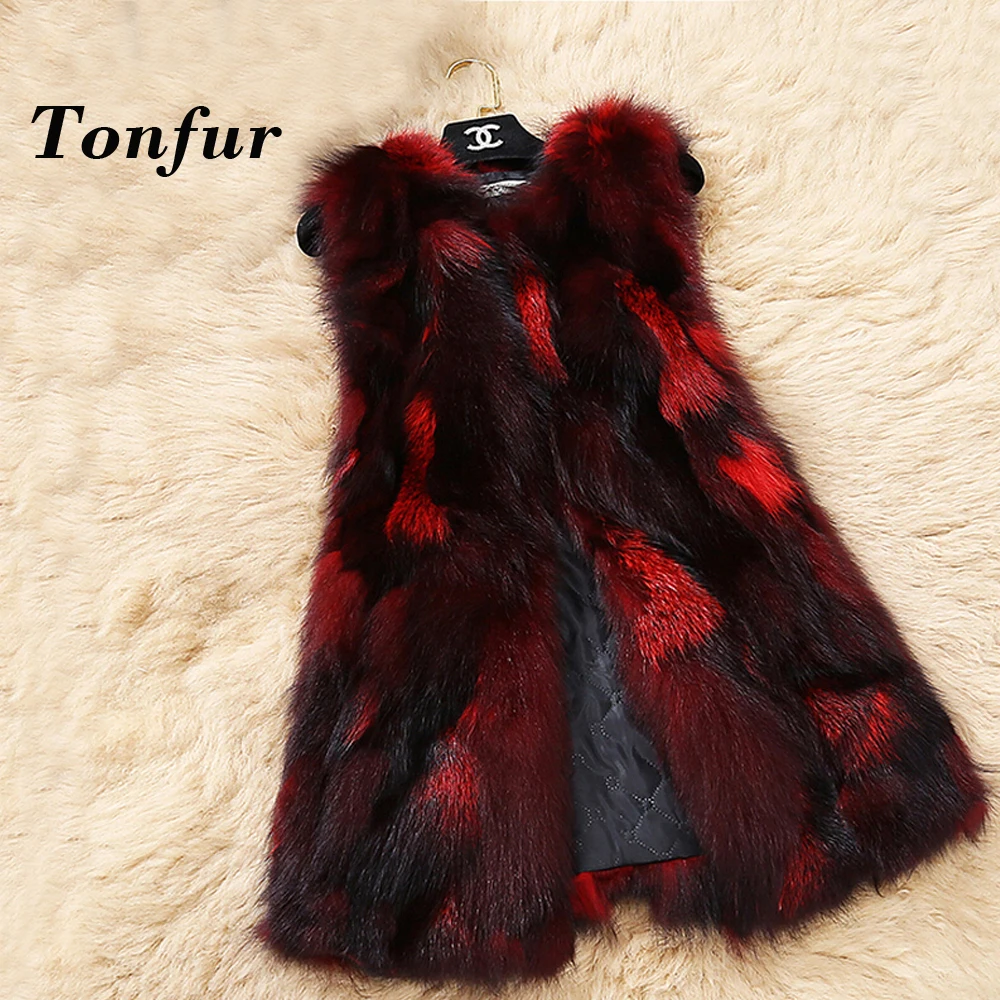 

100% Real Fox Fur Vest Custom Big Size Special Color Nature Pure True Fox Fur Gilet Overcoat Fur Waistcoat TBFP874