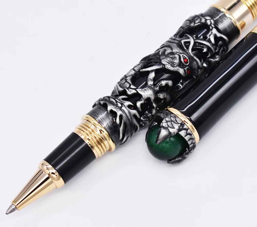 Jinhao Dragon King винтажная Ручка-роллер, зеленое Металлическое Тиснение ювелирных изделий, благородный серый цвет, деловые офисные школьные принадлежности
