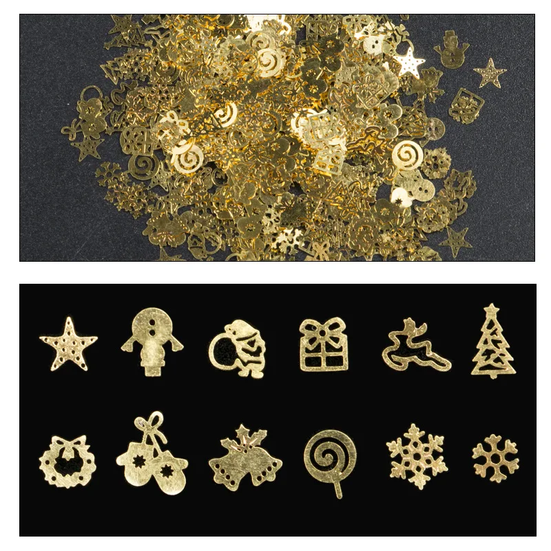 Новый металлический сплав золотого цвета Рождественский стикер для дизайна