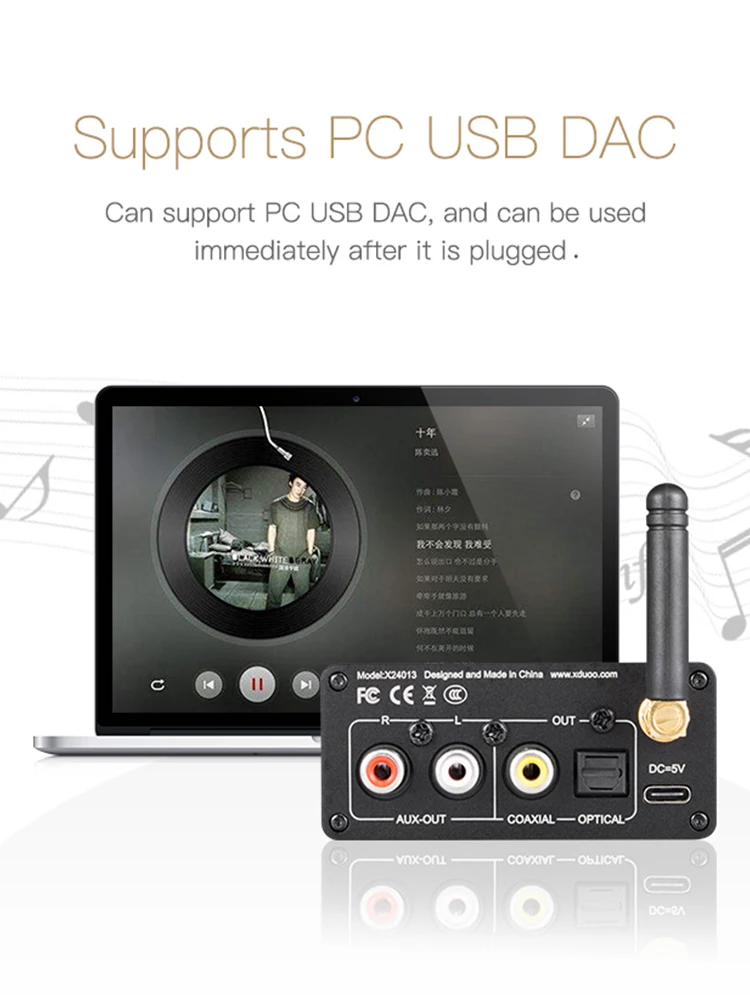  XDUOO XQ-50 Buletooth 5.0 Audio Receiver Converter PC USB DAC ES9018K2M Chip support aptX/SBC/AAC X