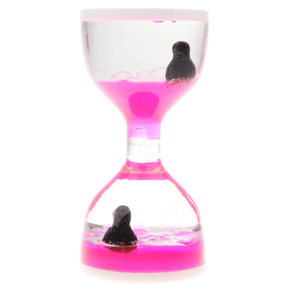 Liquid Motion Bubbler Timer Desk Sensory Toy Dolphin Animal Floating Oil Hourglass for Fidgeting Stress Relief Gifts Pink