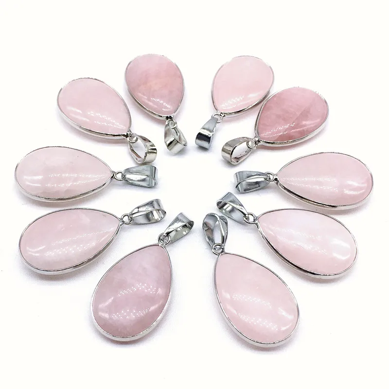 Necklace Pendants 5pcs/set Rose Quartzs Stone Charm For Women Jewelry making Really Color No Dyed | Украшения и аксессуары