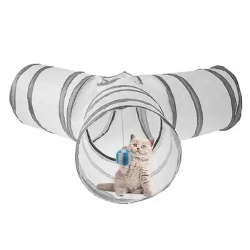 

Pet Animal Cat 3-Way-Out Tunnel Tube Hideout Playing Folding Nest Toy with Ball Tubes