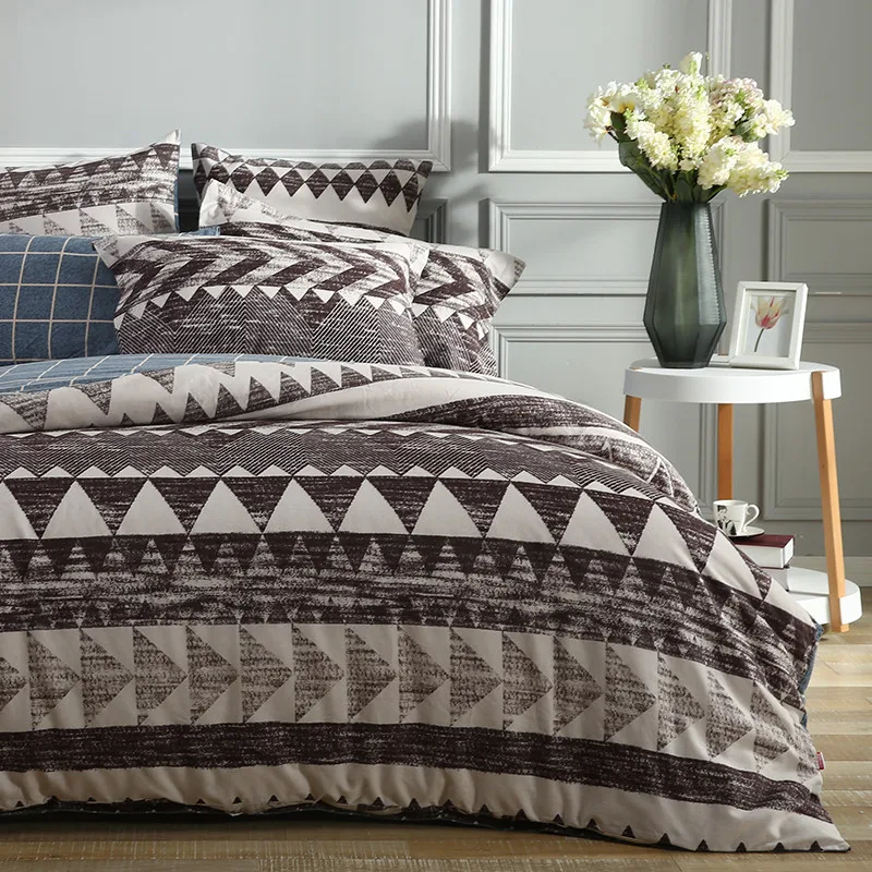 

Bedding Set The Count of Monte Cristo Geometric Pattern Nordic Style Bed Cover Sheet Pillow Case 100% Cotton 3 size S/L/XL