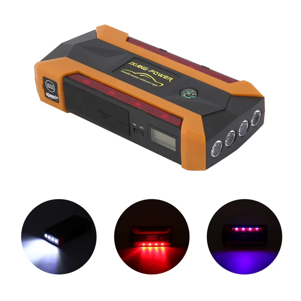 

12V 89800mah Portable 4USB Car Jump Starter Power Bank Tool Kit Booster Charger Battery Automobile Emergency LED Light