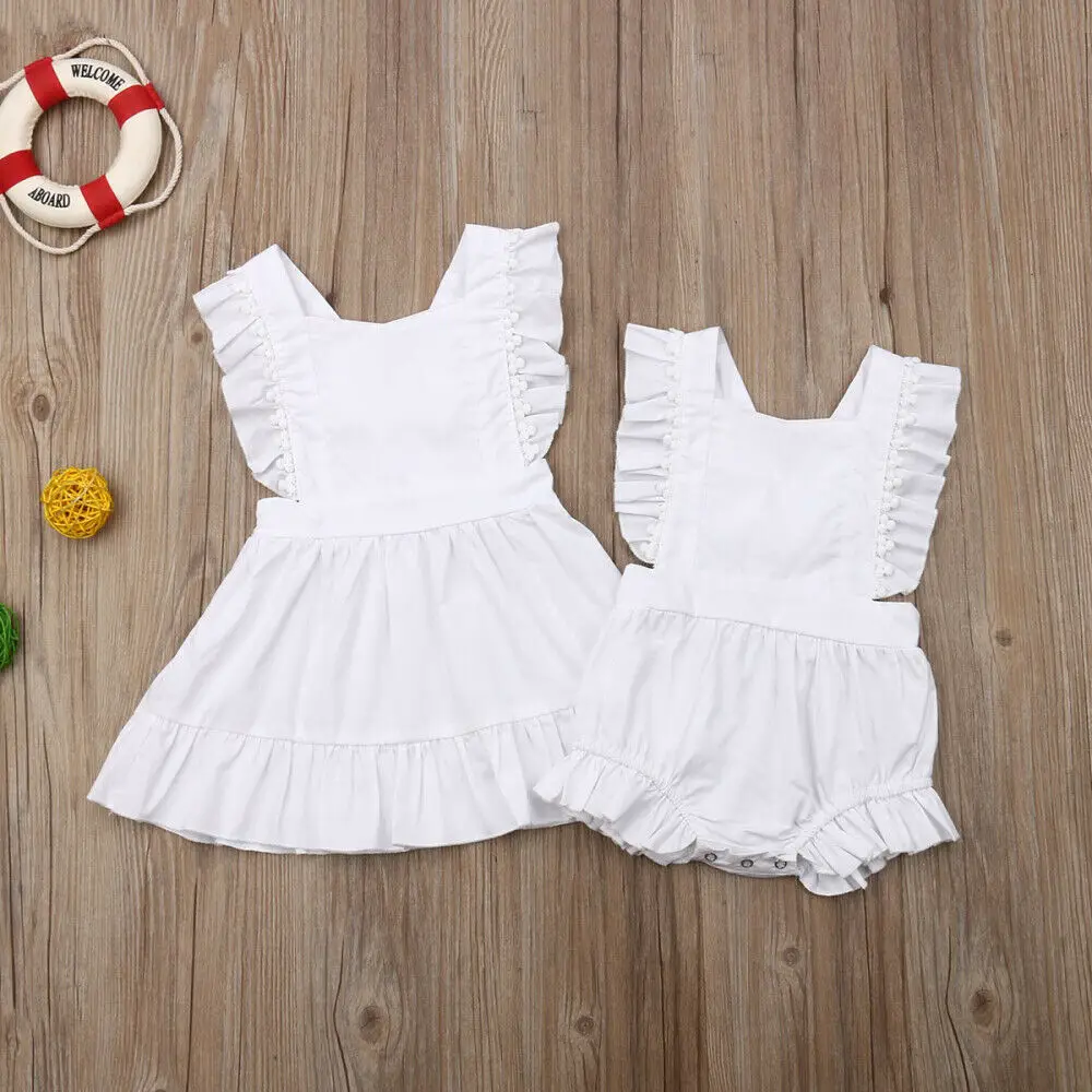 

Sisters Matching Clothes Family Clothing Sets Kids Girl Ruffle Bodysuit Dress Summer Outfits