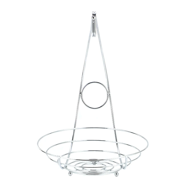 Newly 2 in 1 Banana Hanger Fruit Bowl Iron Holder Storage Basket Stand Hook Kitchen Storage TE889