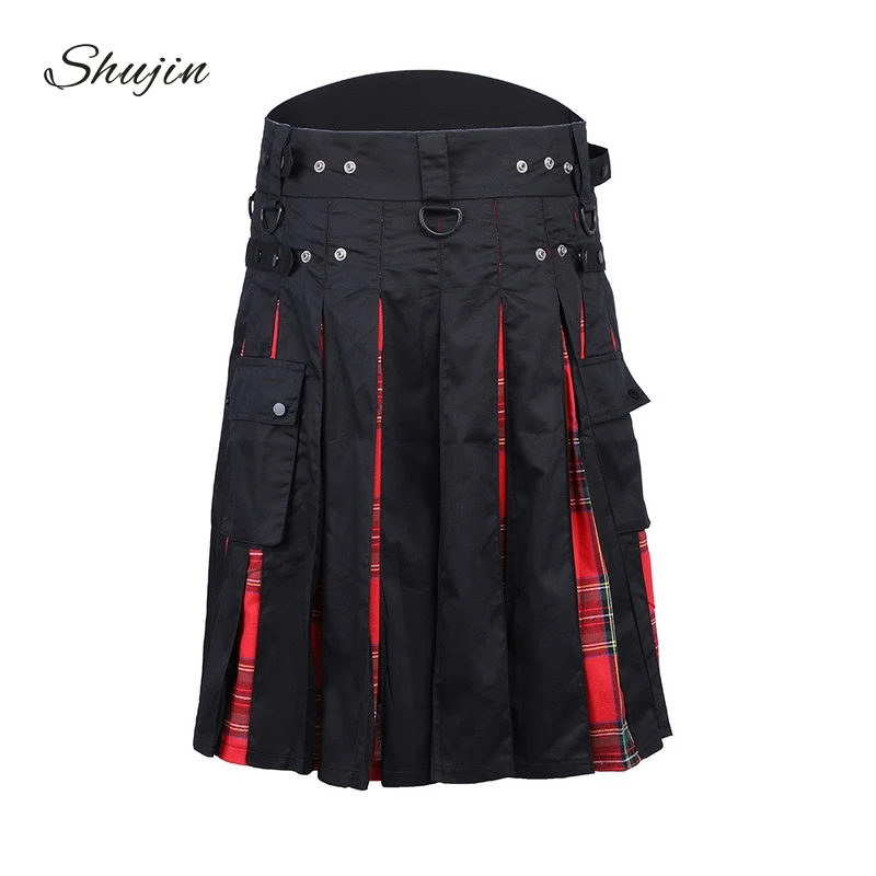 

SHUJIN 2019 Scottish Mens Skirt Scottish Mens Kilt Traditional Skirt Men Plaid Skirt Scottish Kilts Hot Sale