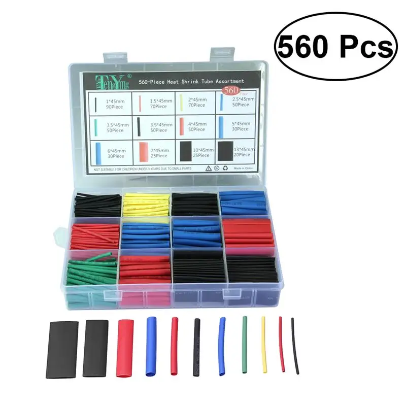 560PCS Heat Shrink Tube 12 Size 2:1 Insulation Kit Electrical Wire Cable for Coding Mechanical Protection Bundling | Инструменты