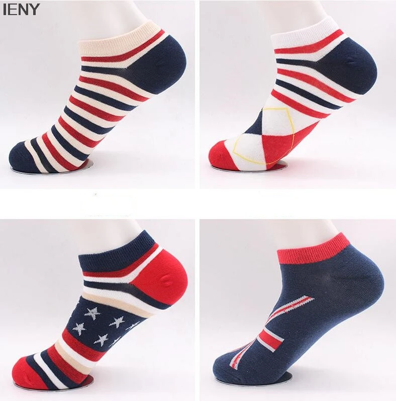 

IENY Fashion casual sports sweat-absorbent boat socks striped men's cotton socks short tube men's socks