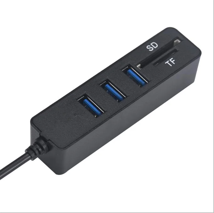 Mecall Tech 2 в 1 супер скорость USB 2,0 3 порта разветвитель концентратор+ USB кард-ридер#1425