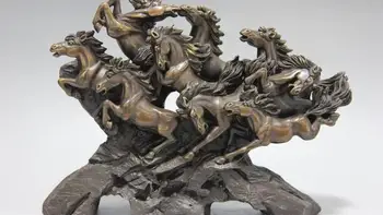 

China Folk Bronze Copper running Fly Eight Steed Horse Success Sculpture statue
