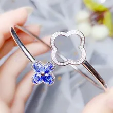 Натуральный настоящий Танзанит или Перидот Цветок браслет 925 серебро 0.5ct* 4 шт драгоценный камень ювелирные изделия# B97508