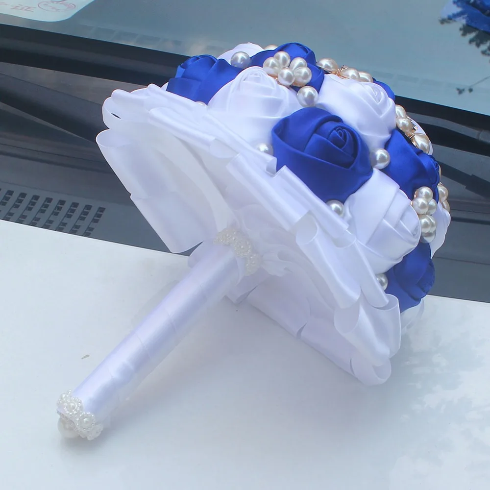 Высокое качество Тиффани синий Свадебный букет невесты комплект запястья рук цветы невесты подружки невесты наручные корсажи Свадебный