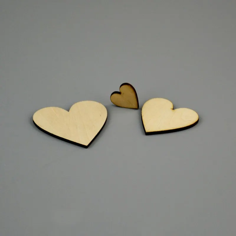  36pcs/bag 100mm Blank unfinished wooden heart crafts supplies laser wood Wedding decoration teachin - 32482894743