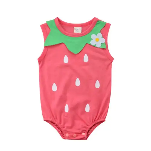 

Adorable Baby Girls Summer Clothes Toddler Newborn Baby Girl Boys Strawberry Bodysuit Jumpsuit Playsuit