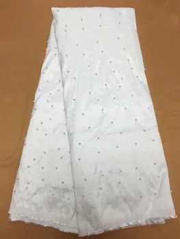 

Nigerian George Lace White Embroidery Silk Lace Fabric For African Dresses Beaded George India For Wedding dress
