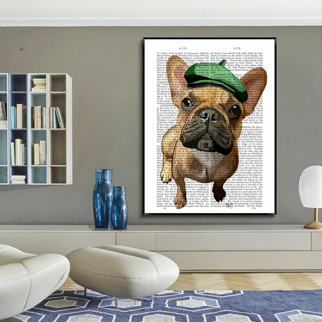 Wall Picture Home Decor Painting Abstract Fashion Dog Paper Canvas