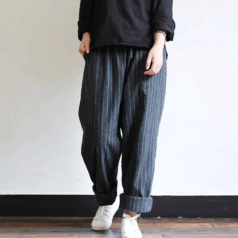 

2019 Summer Zanzea Women Harem Pants Stripe Casual Loose Trouser Wide Leg Pantalon Femme Elestic High Waist Sweatpants Plus Size